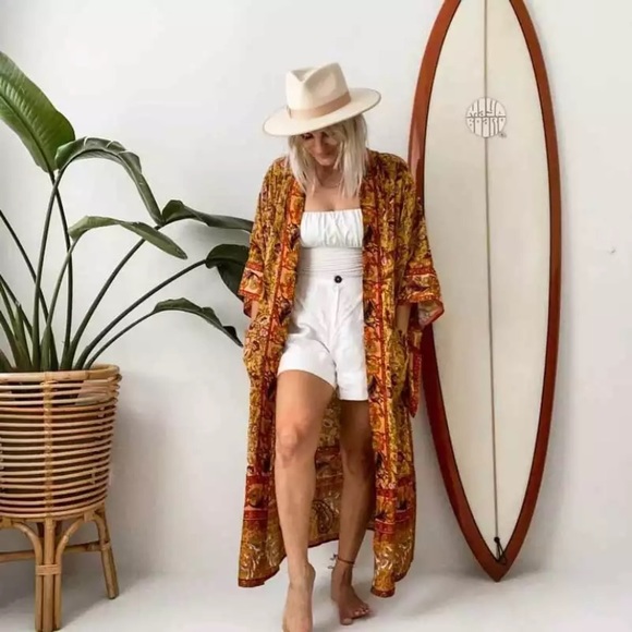 Floral & Paisley Print Kimono Bohemian Duster Wrap Coverup Top Casual - Picture 2 of 5